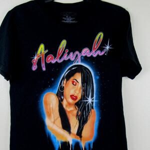 Aaliyah  Beautiful Tribute T-Shirt Womens Size  Medium R&B Singer Pop Black